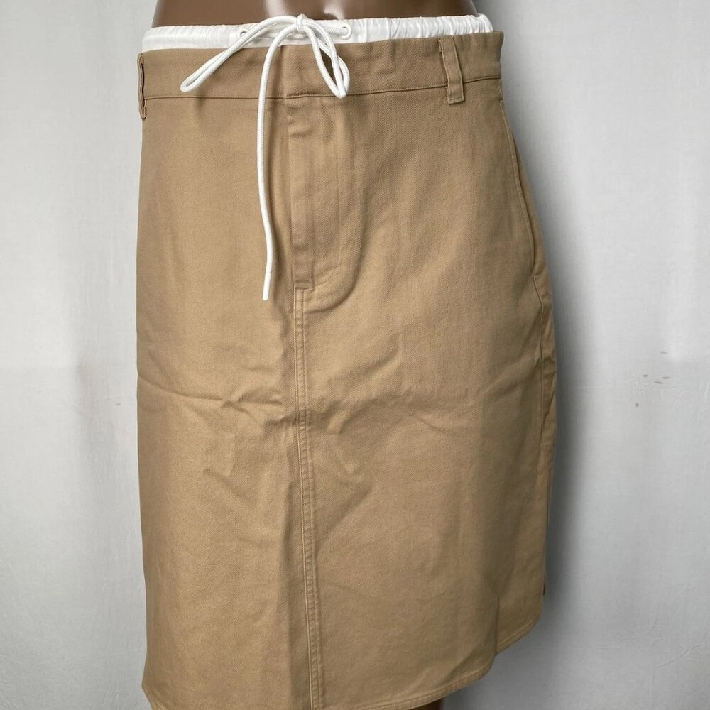 NEW VINCE Women’s Sandbar Double Waistband A-Line Skirt – Tan/White, Size 8